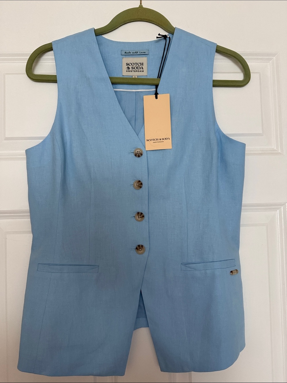 Scotch & Soda Sky Blue Button-Front Vest